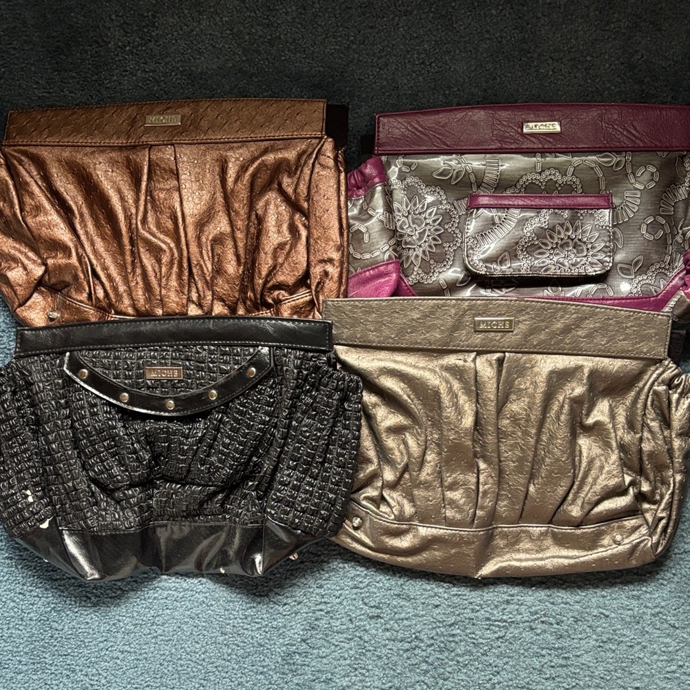Miche shell Collection in Bronze, Black, and Gray/purple
